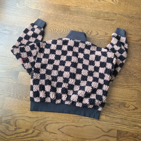 PINK Victoria's Secret Checkered Women's Sweater teddy bear fleece sz.XS - Picture 2 of 8
